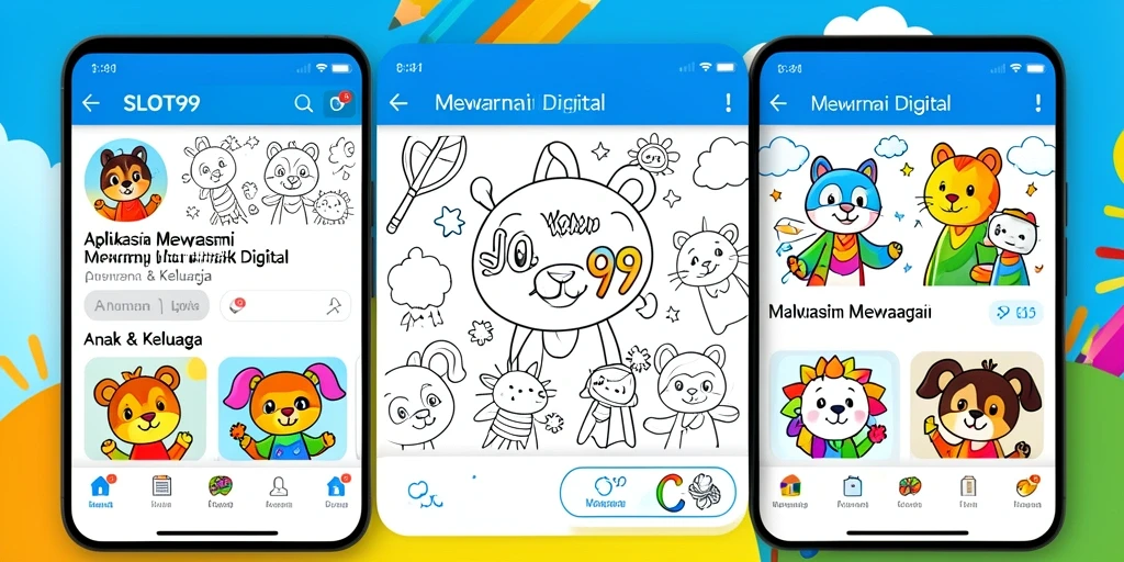 Antarmuka SLOT99 yang menarik dan ramah anak untuk mewarnai digital.