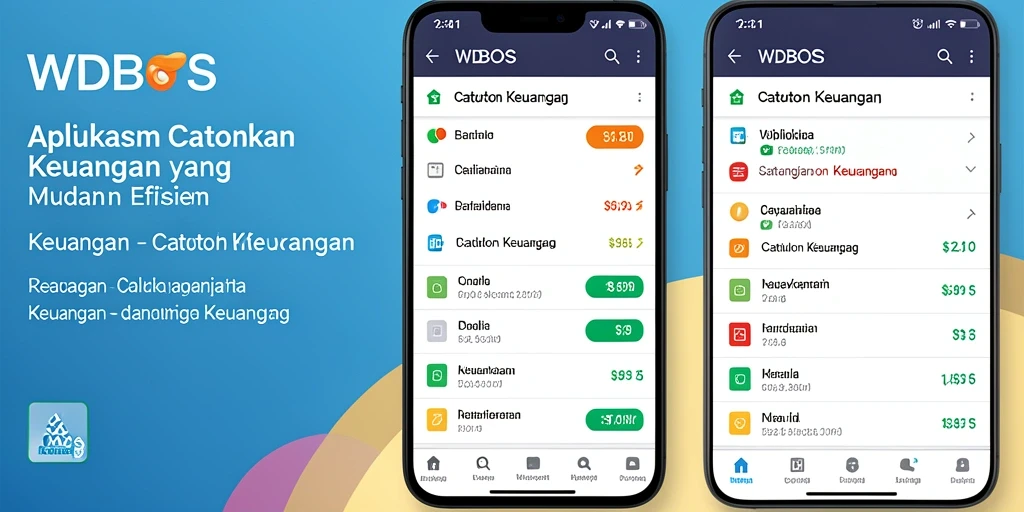 Tampilan antarmuka WDBOS yang menampilkan catatan keuangan.