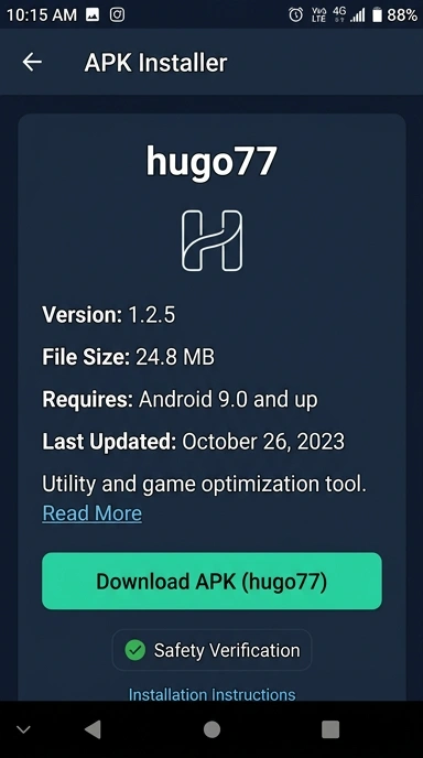 Tampilan halaman APK hugo77