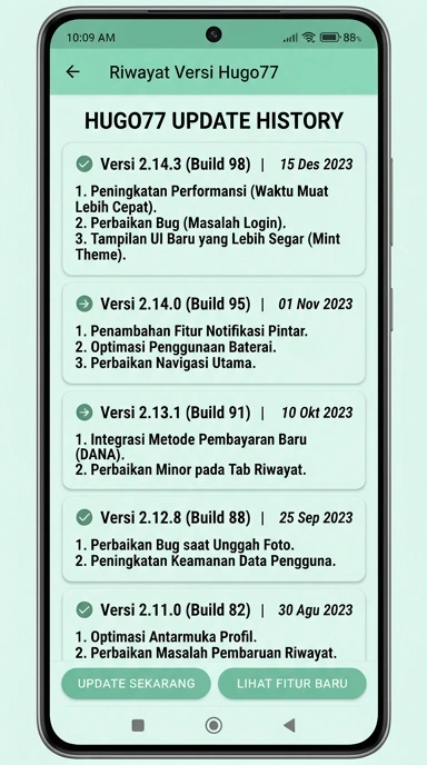 Tampilan riwayat versi hugo77
